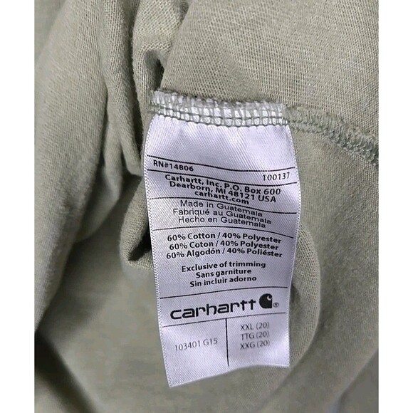 Carhartt Long Sleeve Shirt Mens XXL Original Fit Green Mid Weight K231 Graphic - Picture 8 of 9